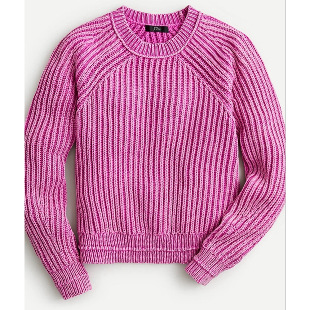 Women's J.CREW Garment- Washed Cashew Knit Crew Neck Sweater XL Pink